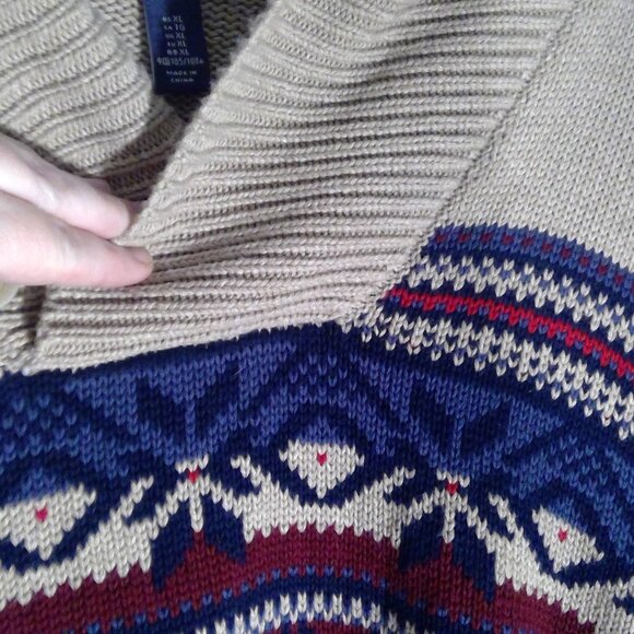 GAP Cotton Knit Fairisle Oatmeal brown XL - Picture 3 of 5